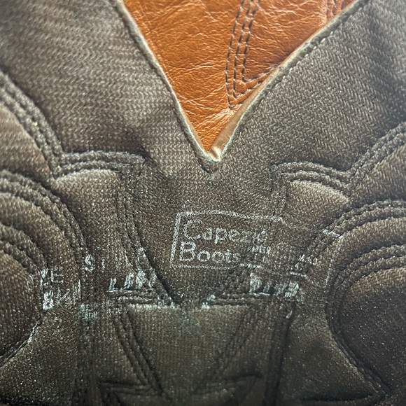 CAPEZIO Cute 80’s Brown Leather Cowboy Boots Embroidered Stitching. 8 1/2 USA!!! - Picture 12 of 14